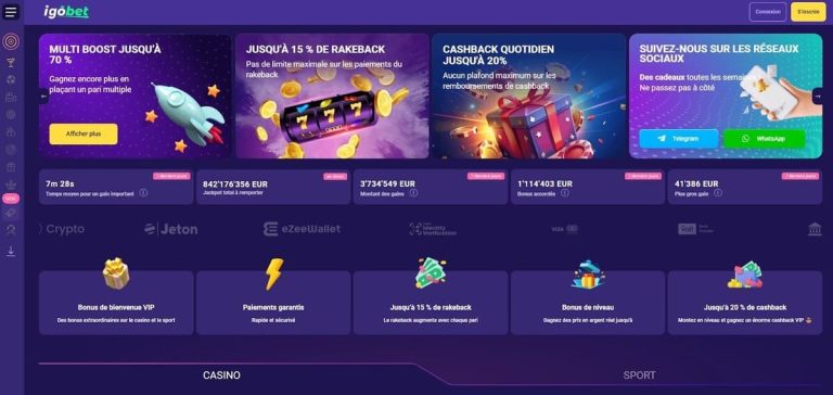 Igobet Casino page accueil